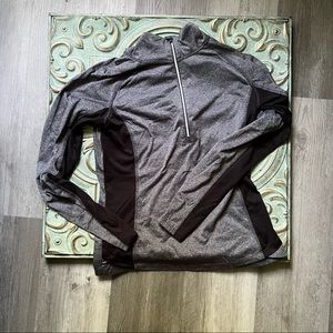 Danskin Now Semi-Fitted 1/4 Zip Gray Black Pullover Size Medium
